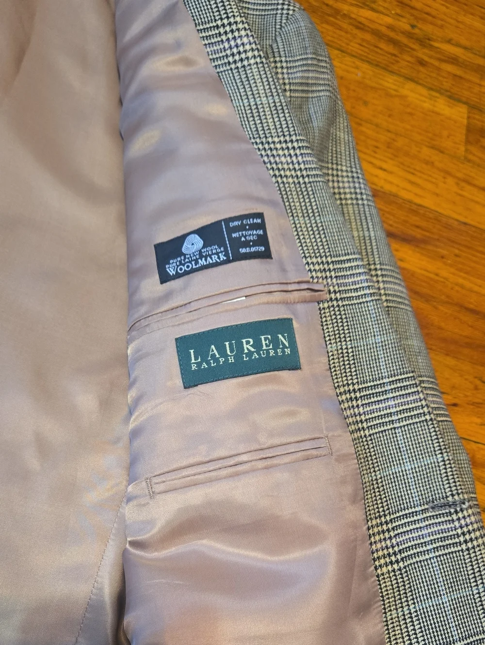 Lauren Ralph Lauren Lambswool Blazer 44R Glen Plaid Sport Coat Jacket Grey Tweed